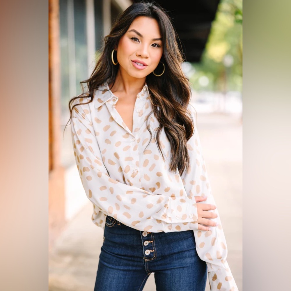 mine Ivory White Spotted Blouse
